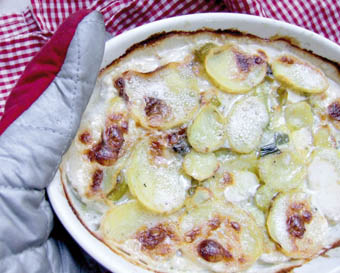 Kartoffel-Lauch-Gratin mit Gorgonzola